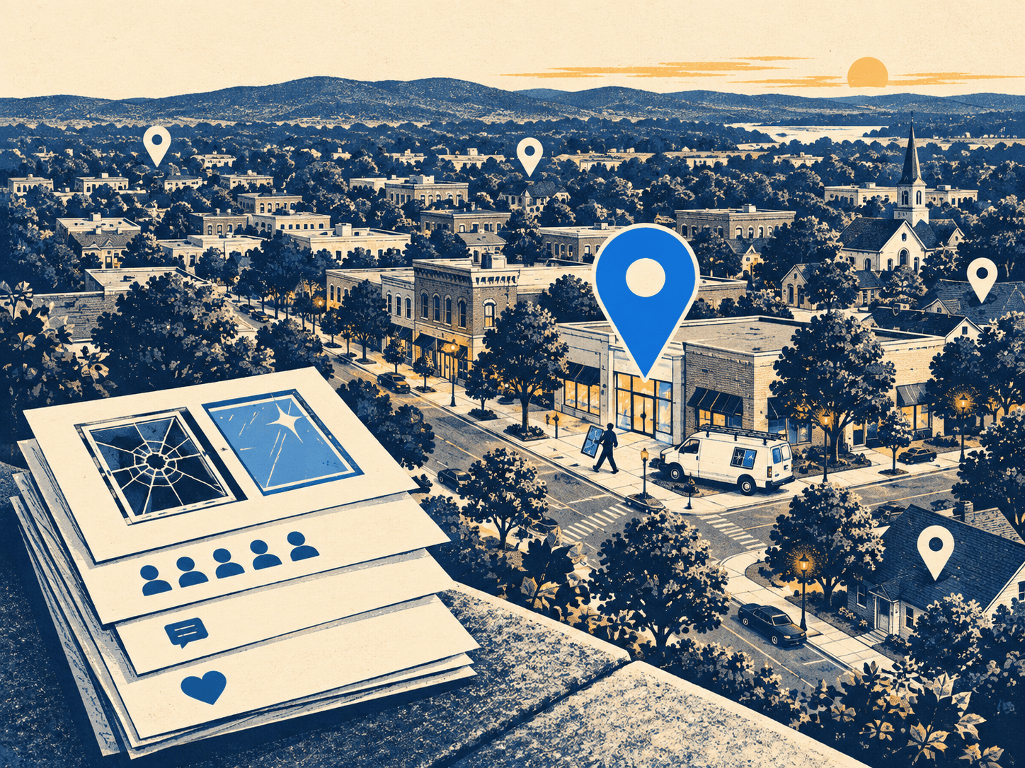 Window glass replacement near me in Brentwood, TN: map visibility, review volume and site coverage