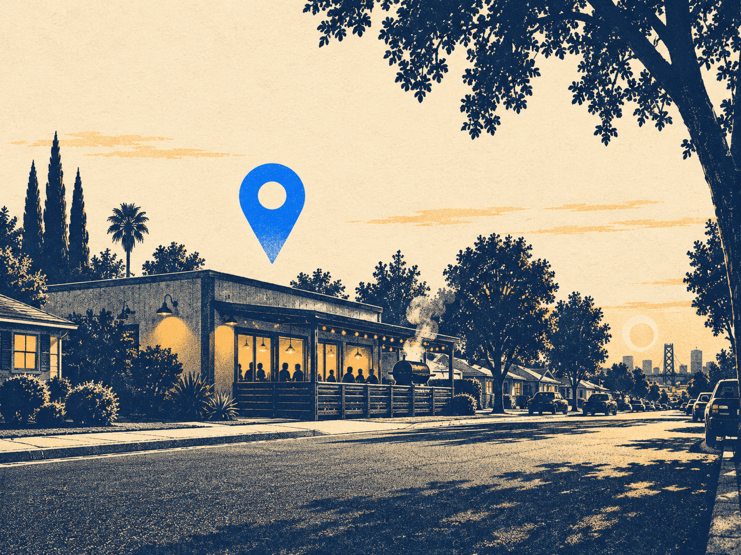 Bar and grill near Carmichael: no single place leads the map, and the results mix pubs, golf courses, casinos and cuisine-specific restaurants