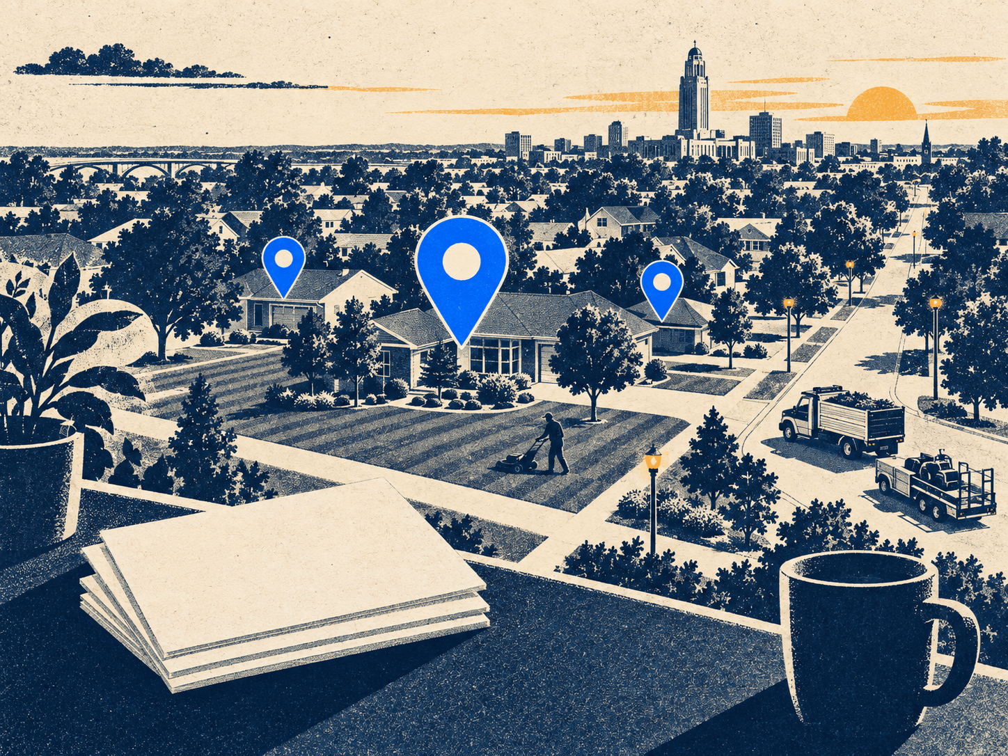 Lincoln, NE lawn care and landscaping: 357 businesses, a 4.55 average rating, and map visibility concentrated in three listings