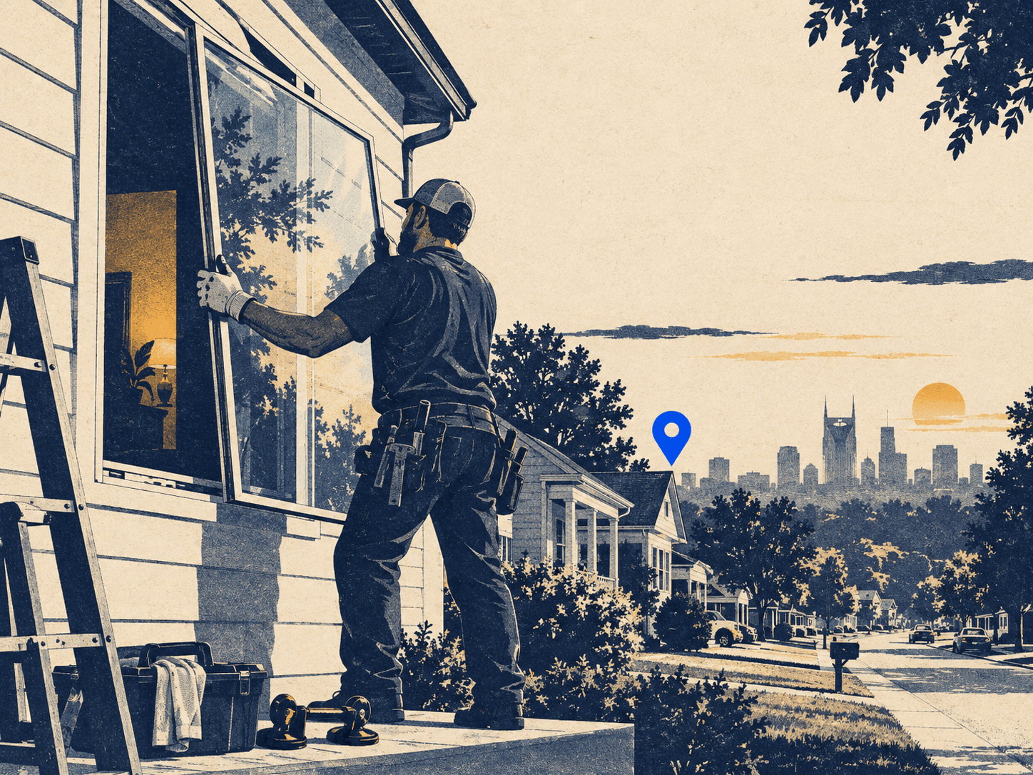 Glass replacement in Nashville: 169 businesses observed, three with the most map visibility