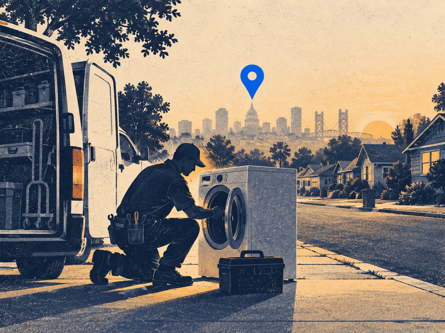 One company appeared among the first three results in 97.1% of sampled Sacramento appliance repair searches